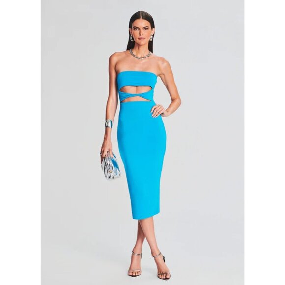 SER.O.YA Bristol Midi Dress in Turquoise X-Small New Womens Cut out Stretchy - Picture 14 of 14